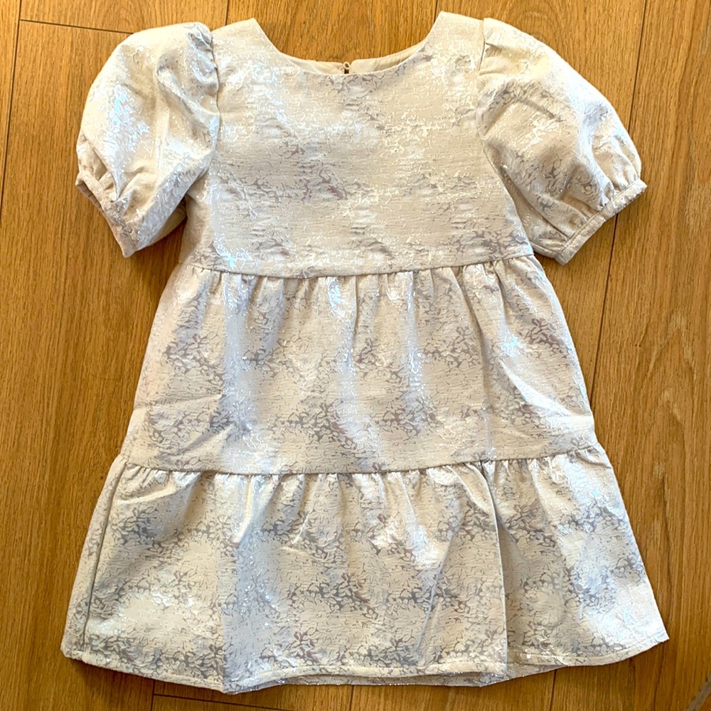 H&M girls jacquard ivory/silver dress